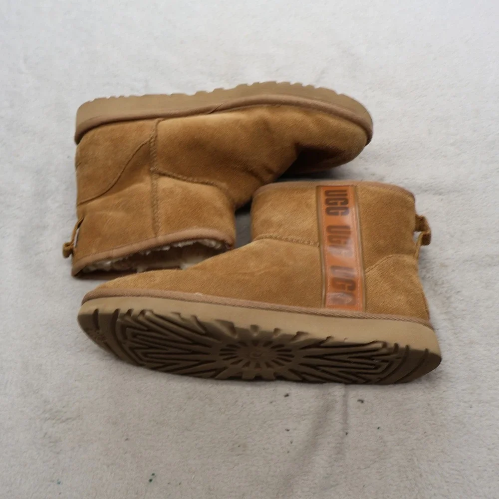 UGG Women 8 Ankle Boots Brown Classic Mini Suede Shearling Casual Winter Pull On